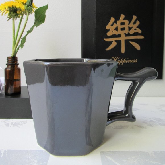 Starbucks 2013 Gunmetal Gray Octagon Ceramic Coffee Tea Mug - Picture 1 of 13